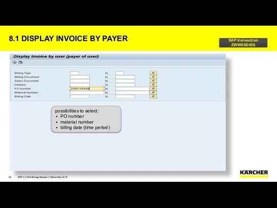 8.1 DISPLAY INVOICE BY PAYER OSF-C | ALG-Eninge Manual | 3