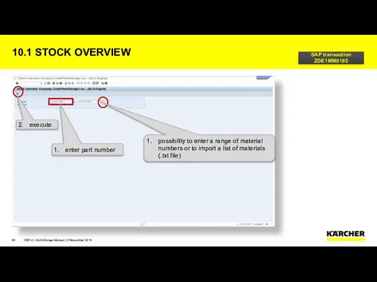 10.1 STOCK OVERVIEW OSF-C | ALG-Eninge Manual | 3 November 2015