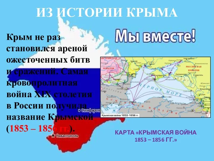 ИЗ ИСТОРИИ КРЫМА Крым не раз становился ареной ожесточенных битв и