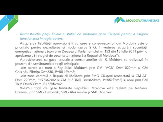 Reconstrucția părții liniare a stației de măsurare gaze Căușeni pentru a