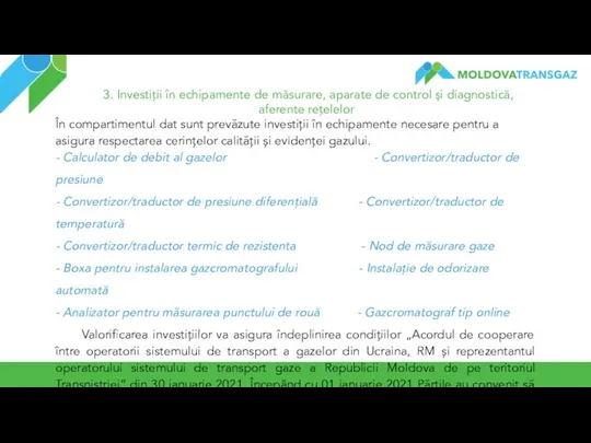 3. Investiții în echipamente de măsurare, aparate de control şi diagnostică,