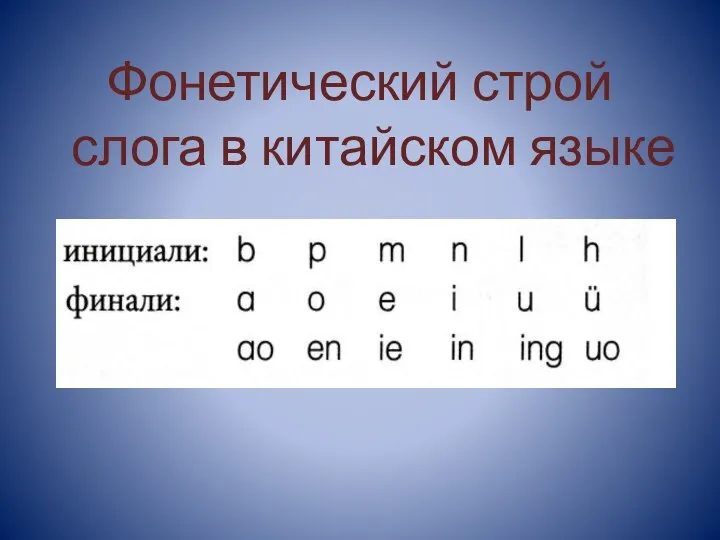 Фонетический строй слога в китайском языке