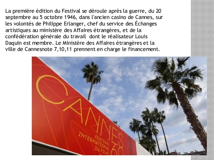 La première édition du Festival se déroule après la guerre, du