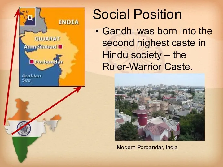 Social Position Gandhi was born into the second highest caste in