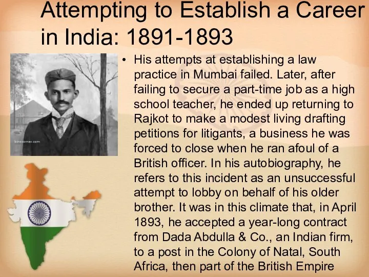 Attempting to Establish a Career in India: 1891-1893 His attempts at