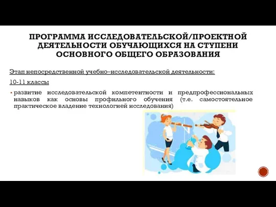 ПРОГРАММА ИССЛЕДОВАТЕЛЬСКОЙ/ПРОЕКТНОЙ ДЕЯТЕЛЬНОСТИ ОБУЧАЮЩИХСЯ НА СТУПЕНИ ОСНОВНОГО ОБЩЕГО ОБРАЗОВАНИЯ Этап непосредственной