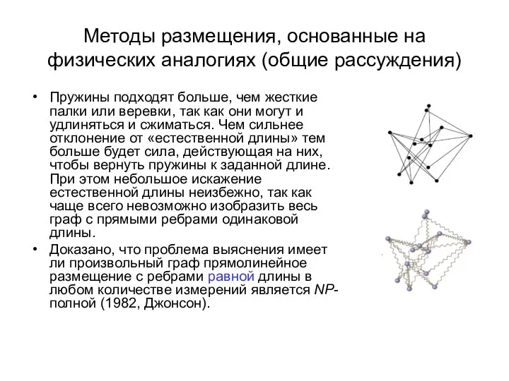 Методы размещения, основанные на физических аналогиях (общие рассуждения) Пружины подходят больше,