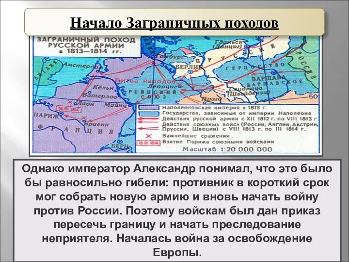 Однако император Александр понимал, что это было бы равносильно гибели: противник