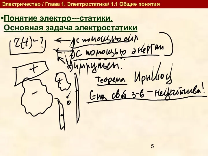 Понятие электро---статики. Основная задача электростатики Электричество / Глава 1. Электростатика/ 1.1 Общие понятия