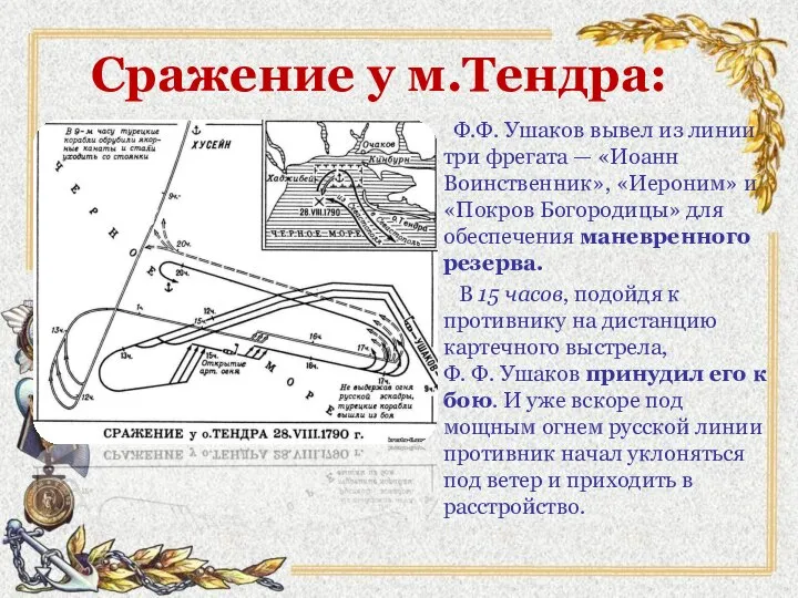 Сражение у м.Тендра: Ф.Ф. Ушаков вывел из линии три фрегата —