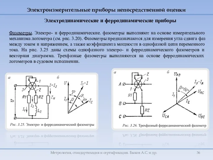 Фазометры. Электро- и ферродинамические. фазометры выполняют на основе измерительного механизма логометра