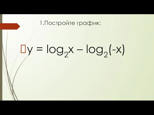 1.Постройте график: у = log2x – log2(-x)