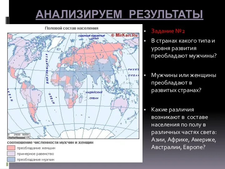 АНАЛИЗИРУЕМ РЕЗУЛЬТАТЫ Задание №2 В странах какого типа и уровня развития