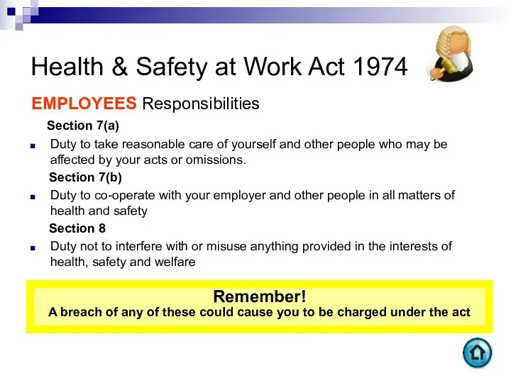 Health & Safety at Work Act 1974 EMPLOYEES Responsibilities Section 7(a)