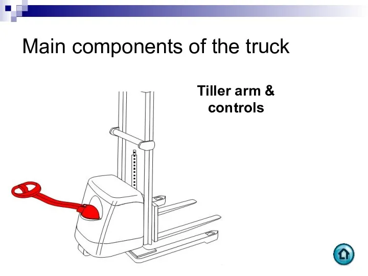 Main components of the truck Tiller arm & controls