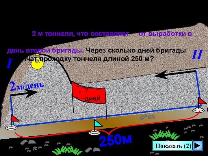 Две бригады начали одновременно проходку тоннеля, двигаясь навстречу друг другу. Одна