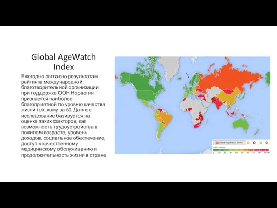 Global AgeWatch Index Ежегодно согласно результатам рейтинга международной благотворительной организации при