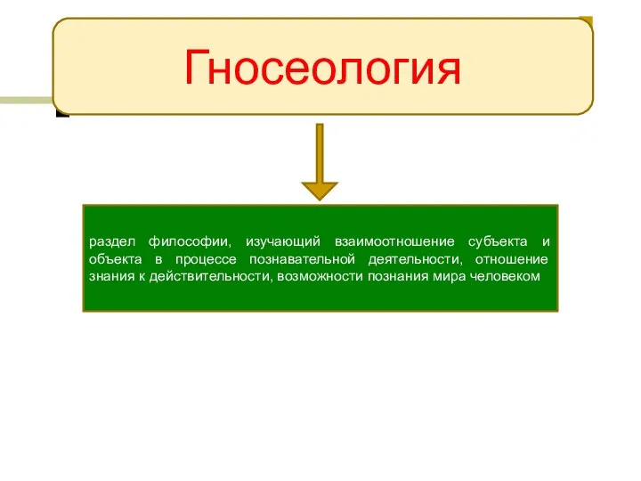 Гносеология раздел философии, изучающий взаимоотношение субъекта и объекта в процессе познавательной