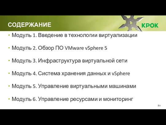 /6 Модуль 1. Введение в технологии виртуализации Модуль 2. Обзор ПО