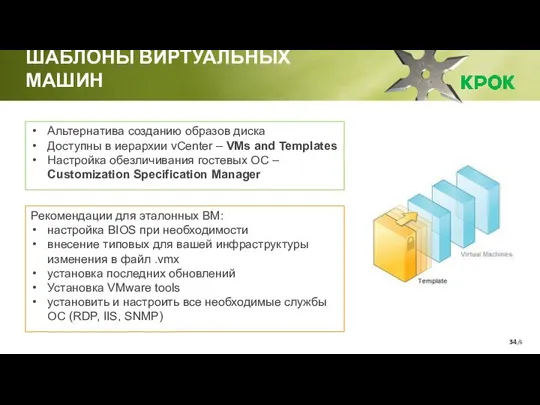 /6 ШАБЛОНЫ ВИРТУАЛЬНЫХ МАШИН Альтернатива созданию образов диска Доступны в иерархии