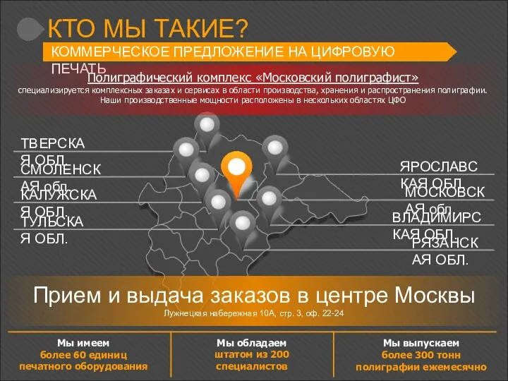 КТО МЫ ТАКИЕ? КОММЕРЧЕСКОЕ ПРЕДЛОЖЕНИЕ НА ЦИФРОВУЮ ПЕЧАТЬ Прием и выдача