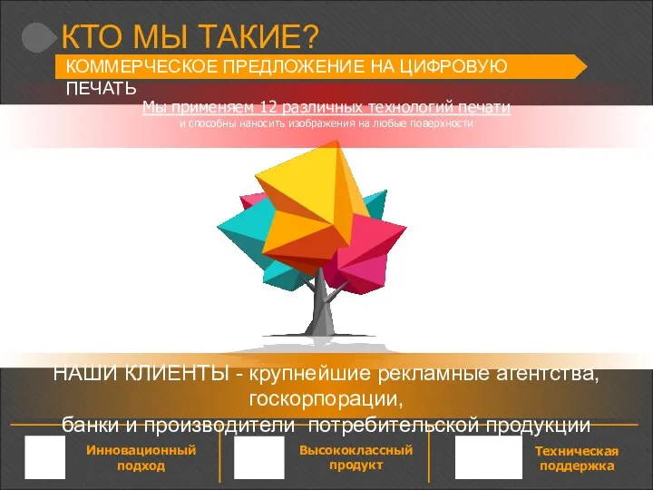 КТО МЫ ТАКИЕ? Инновационный подход Высококлассный продукт Техническая поддержка Мы применяем