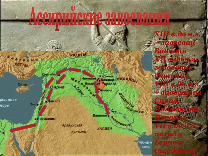 Ассирийские завоевания XIII в.до н.э. – завоеван Вавилон XII в.до н.э.