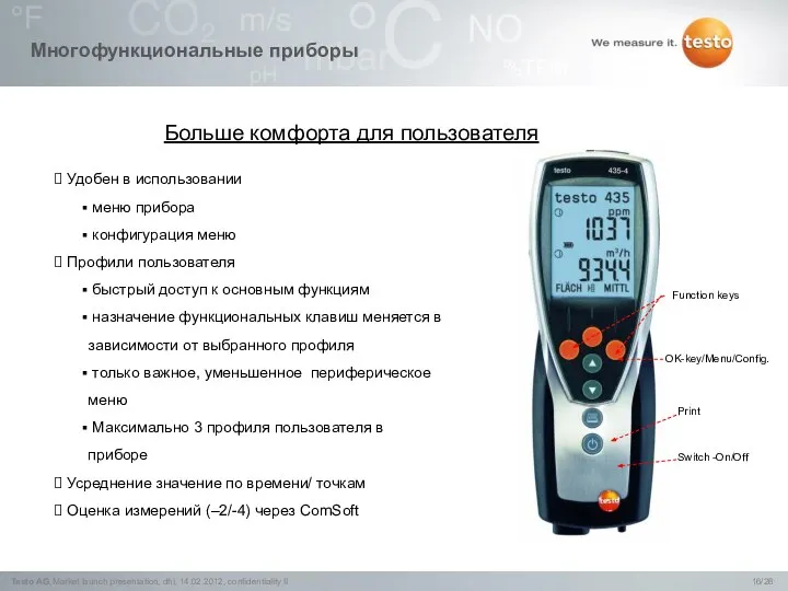 Больше комфорта для пользователя Удобен в использовании меню прибора конфигурация меню