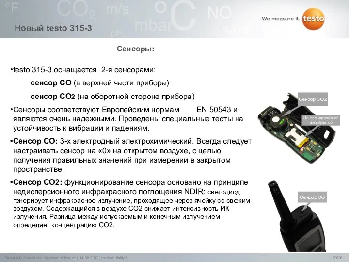 Сенсоры: Сенсор CO Новый testo 315-3 Сенсор CO2 Литий-полимерный аккумулятор testo