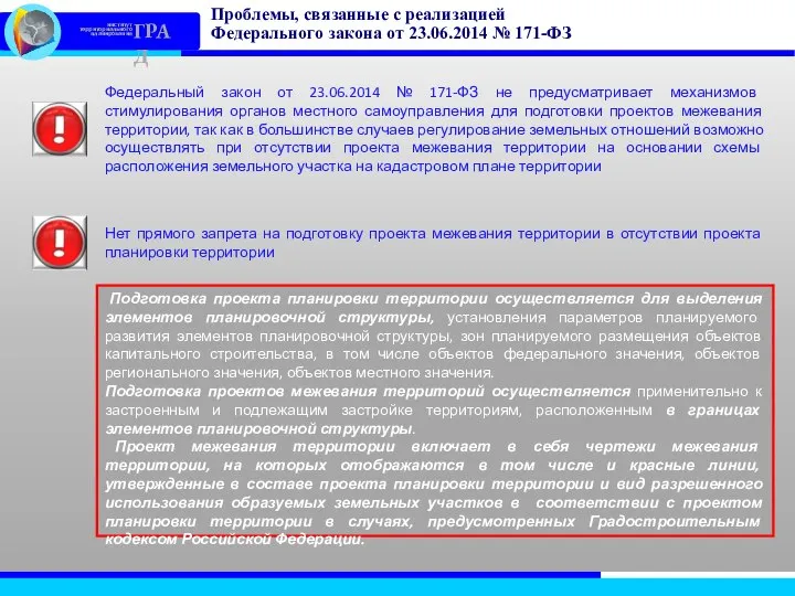 Проблемы, связанные с реализацией Федерального закона от 23.06.2014 № 171-ФЗ Федеральный