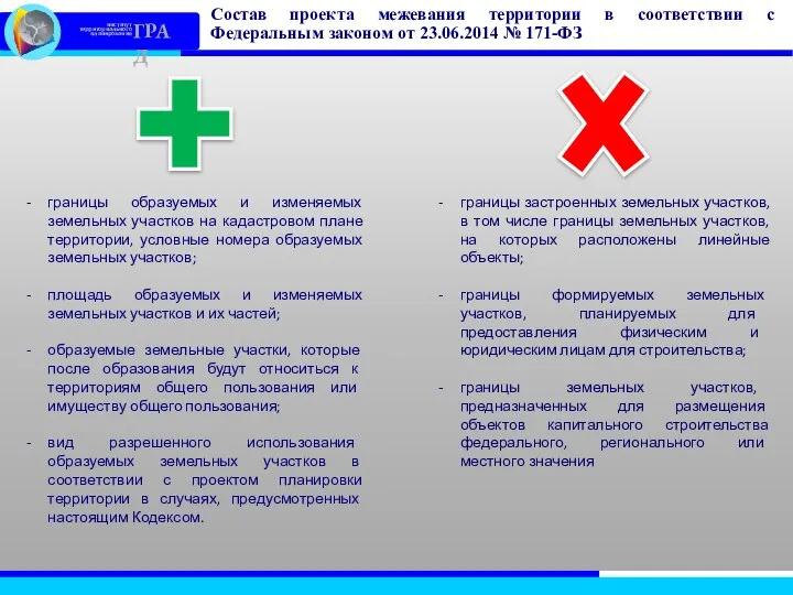 Состав проекта межевания территории в соответствии с Федеральным законом от 23.06.2014