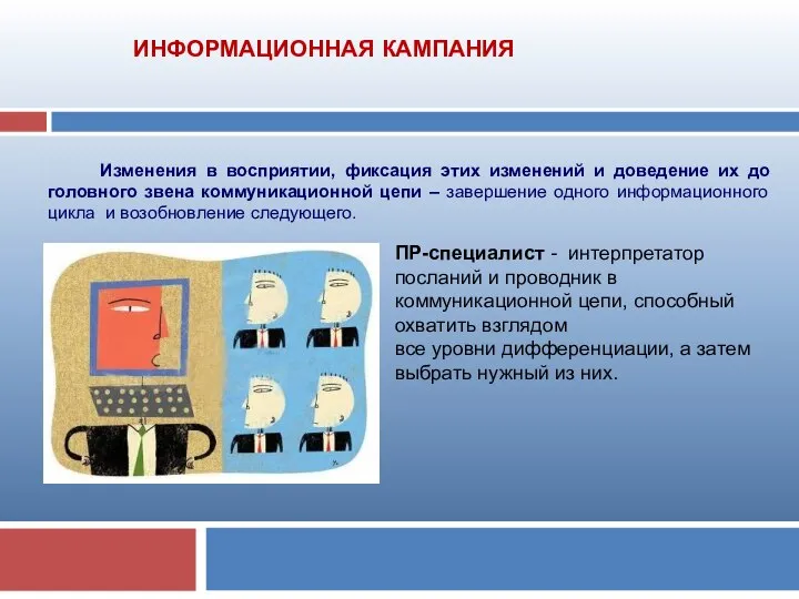 Изменения в восприятии, фиксация этих изменений и доведение их до головного