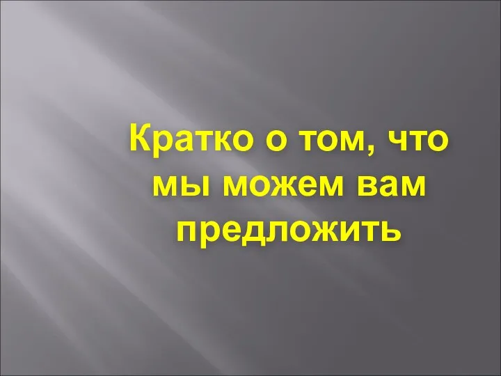 Кратко о том, что мы можем вам предложить