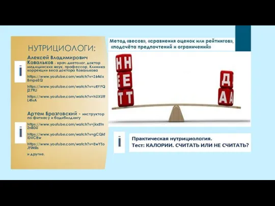 НУТРИЦИОЛОГИ: Алексей Владимирович Ковальков - врач-диетолог, доктор медицинских наук, профессор, Клиника