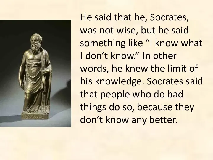 He said that he, Socrates, was not wise, but he said