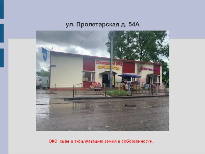 ул. Пролетарская д. 54А ОКС, сдан в эксплуатацию,земля в собственности.