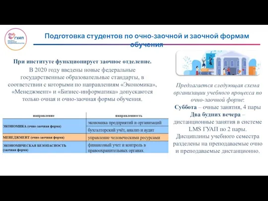 Подготовка студентов по очно-заочной и заочной формам обучения При институте функционирует