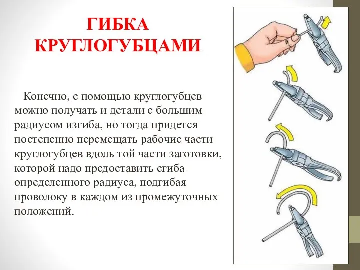 ГИБКА КРУГЛОГУБЦАМИ Конечно, с помощью круглогубцев можно получать и детали с