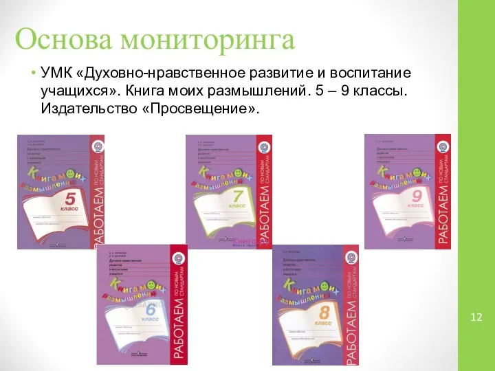 Основа мониторинга УМК «Духовно-нравственное развитие и воспитание учащихся». Книга моих размышлений.