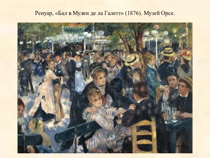 Ренуар, «Бал в Мулен де ла Галетт» (1876). Музей Орсе.