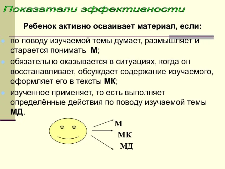 Ребенок активно осваивает материал, если: по поводу изучаемой темы думает, размышляет