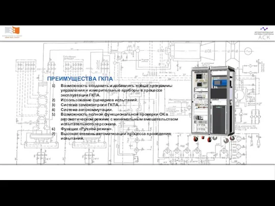 ПРЕИМУЩЕСТВА ГКПА Возможность создавать и добавлять новые программы управления и измерительные