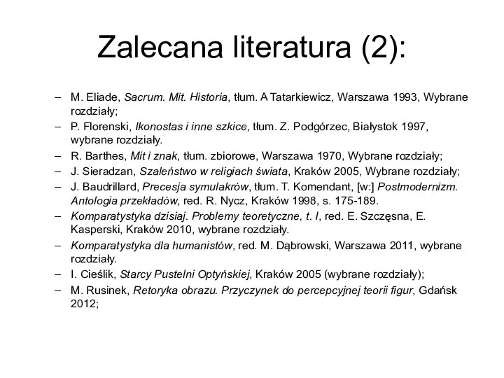 Zalecana literatura (2): M. Eliade, Sacrum. Mit. Historia, tłum. A Tatarkiewicz,