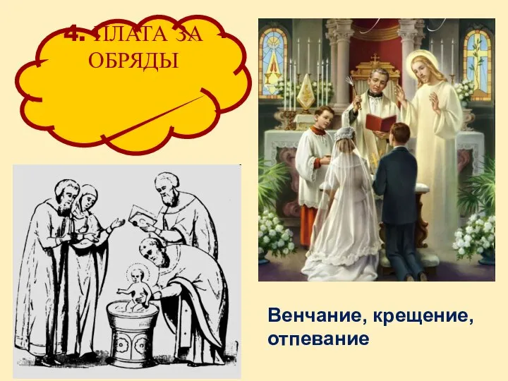 4. ПЛАТА ЗА ОБРЯДЫ Венчание, крещение, отпевание