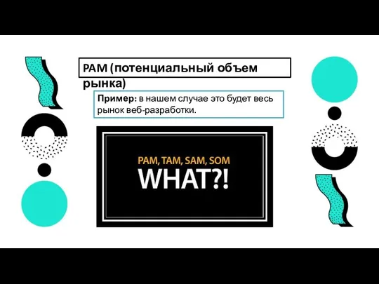 PAM (потенциальный объем рынка) Пример: в нашем случае это будет весь рынок веб-разработки.