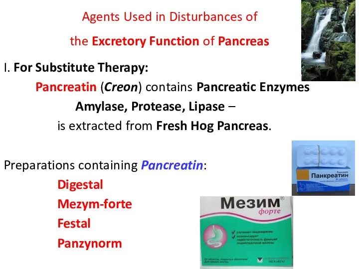 Agents Used in Disturbances of the Excretory Function of Pancreas I.