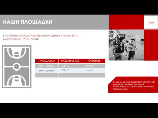 НАШИ ПЛОЩАДКИ лого В нашем центре существует достаточное количество удобных площадок,