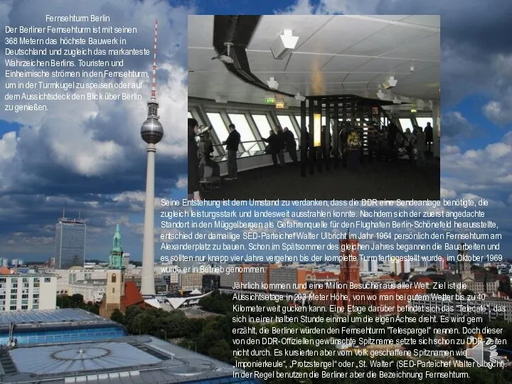 Fernsehturm Berlin Der Berliner Fernsehturm ist mit seinen 368 Metern das