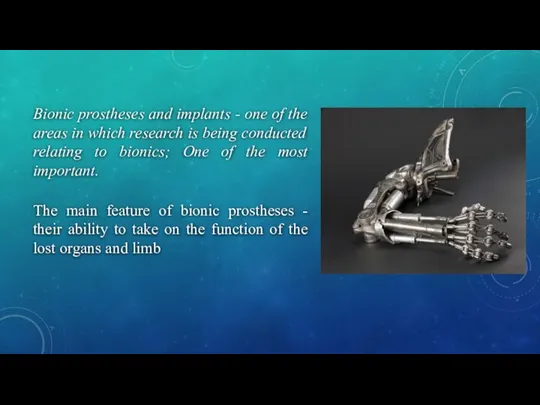 Bionic prostheses and implants - one of the areas in which