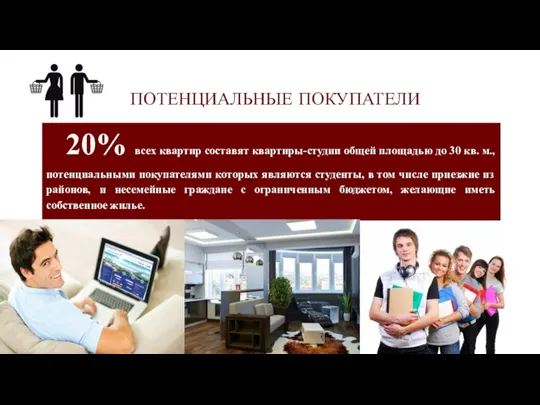 ПОТЕНЦИАЛЬНЫЕ ПОКУПАТЕЛИ 20% всех квартир составят квартиры-студии общей площадью до 30